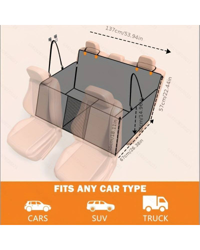 Hard Bottom Dog Car Seat Cover - Half Hammock Style, Backseat Extender, and Car Separator for Dogs, fits hatchbacks, sedans and SUVs